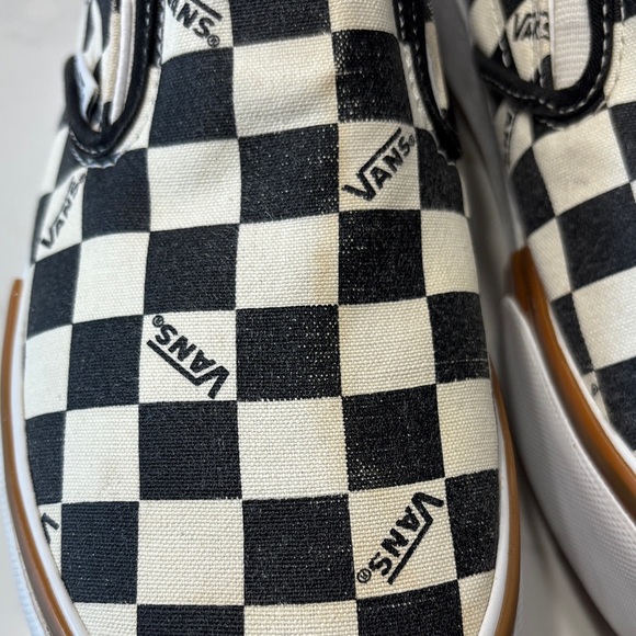 Vans Women's Checkered Slip-On Sneakers - Black, White, and Brown - Picture 4 of 15
